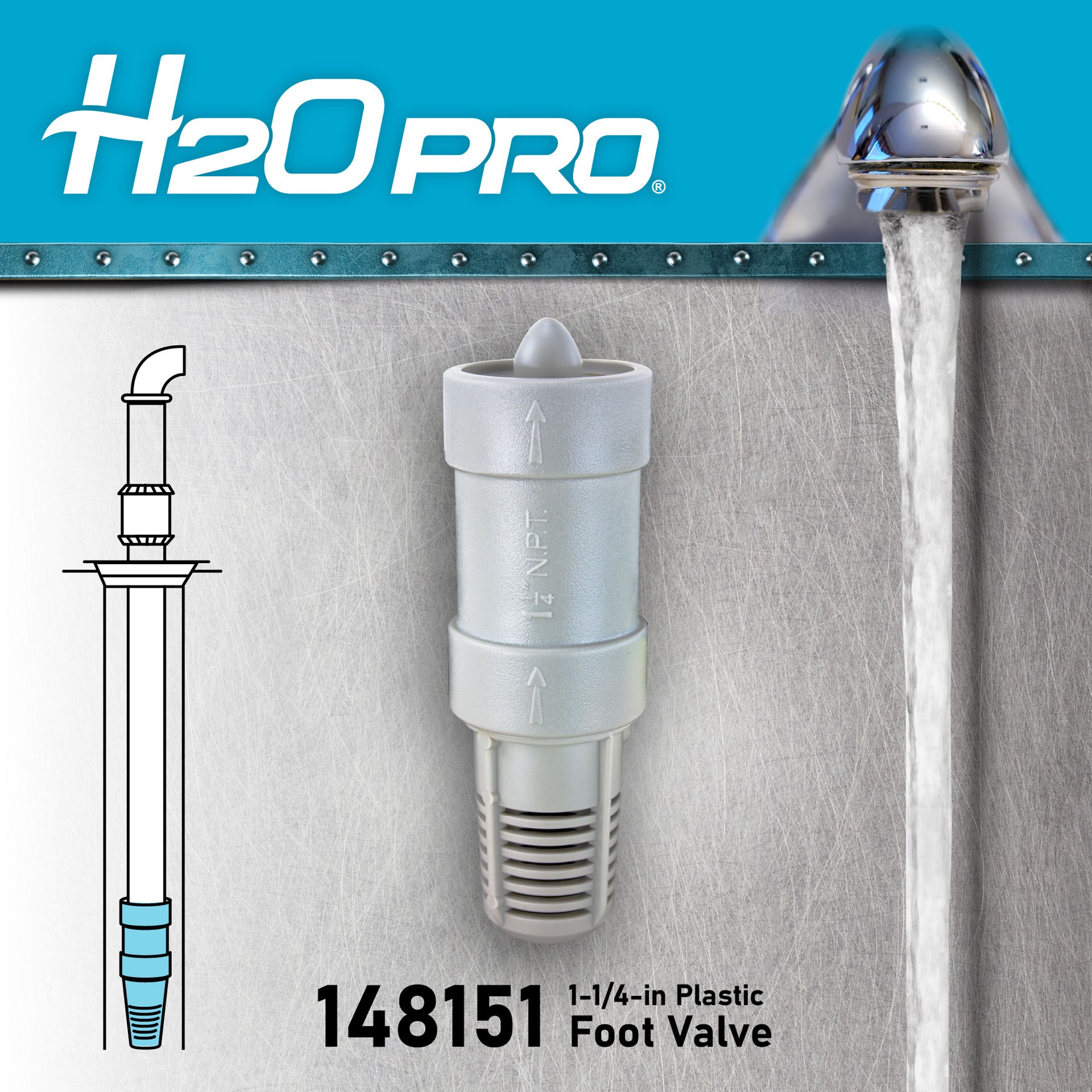 slide 5 of 6, H2OPRO 1-1/4-in PVC Foot Valve, 1 ct