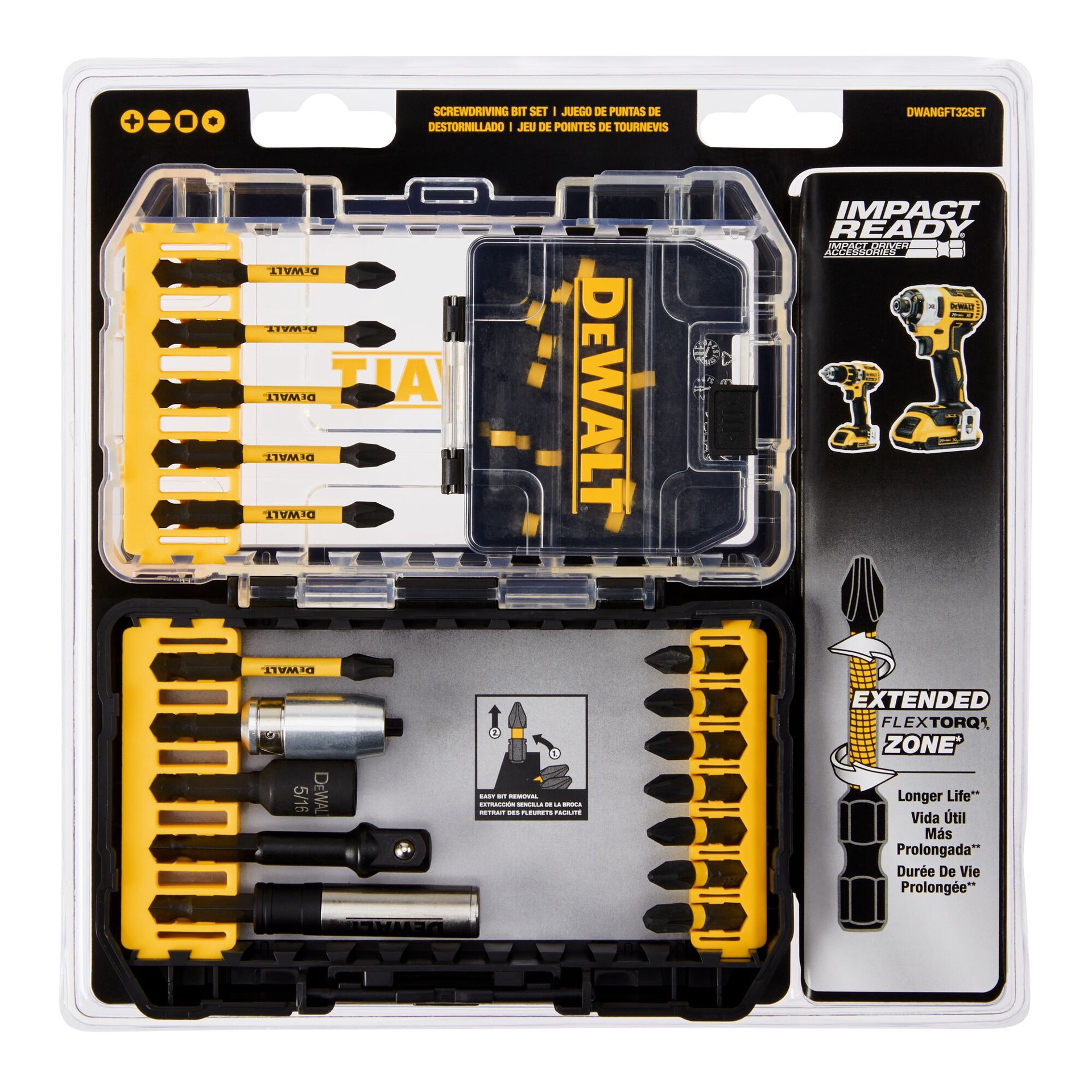 slide 5 of 6, DEWALT Flex Torq Impact Driver Bit Set 32 -Piece, 1 ct