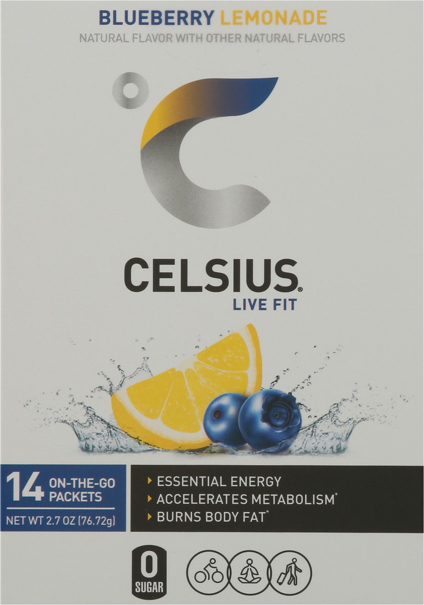 slide 11 of 12, CELSIUS Live Fit Blueberry Lemonade Powder Sticks 14 ea, 14 ct