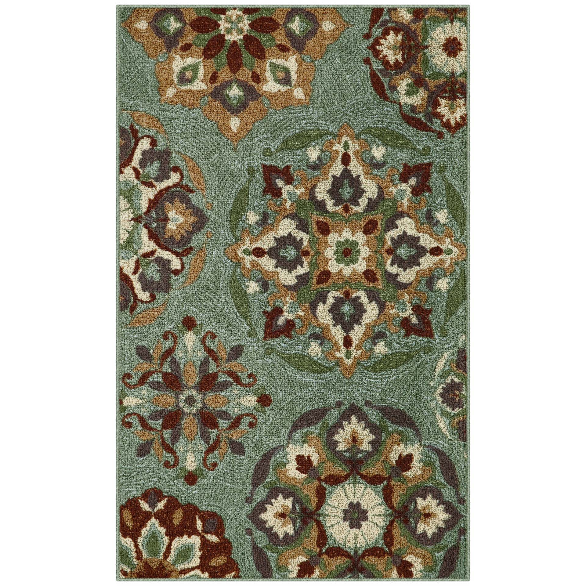 slide 5 of 6, allen + roth Annalee 3 x 4 (ft) Tufted Blue Rectangular Indoor Floral/Botanical Farmhouse/Cottage Machine washable Throw rug, 1 ct