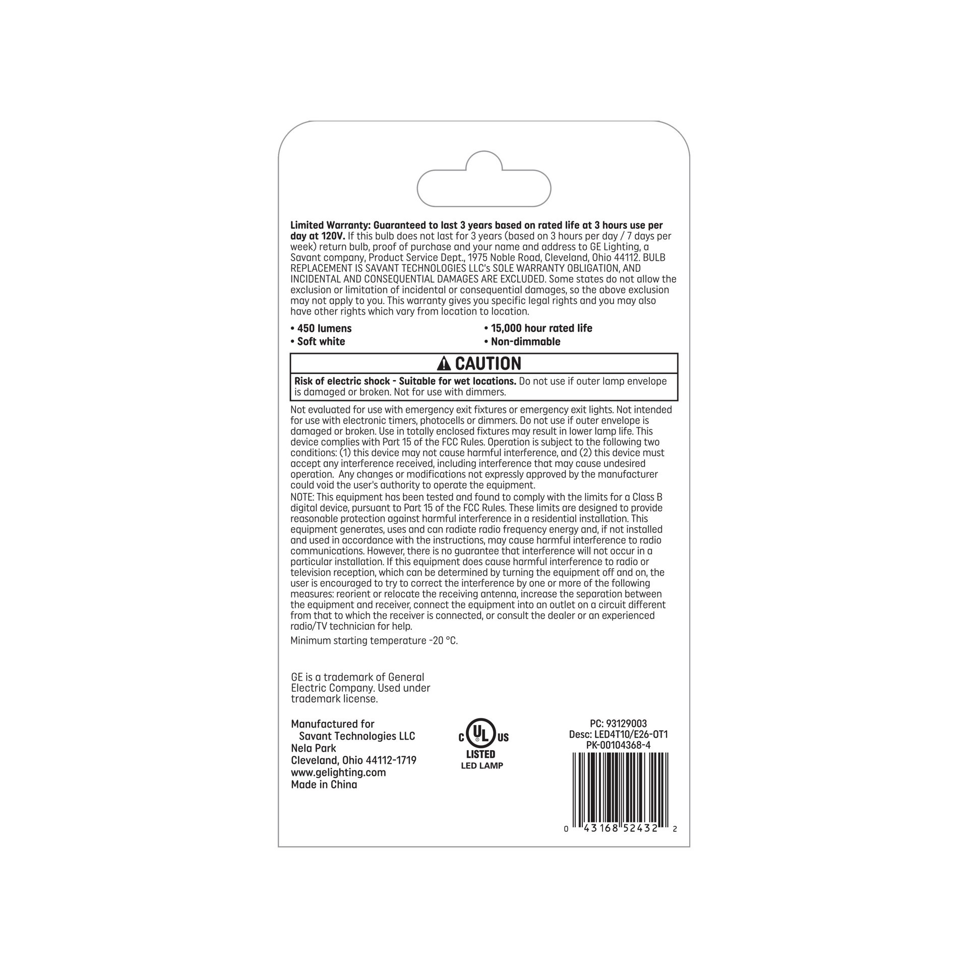 slide 4 of 6, GE Specialty LED 40 -Watt EQ T10 Soft white Medium screw base LED Specialty Light Bulb, 1 ct