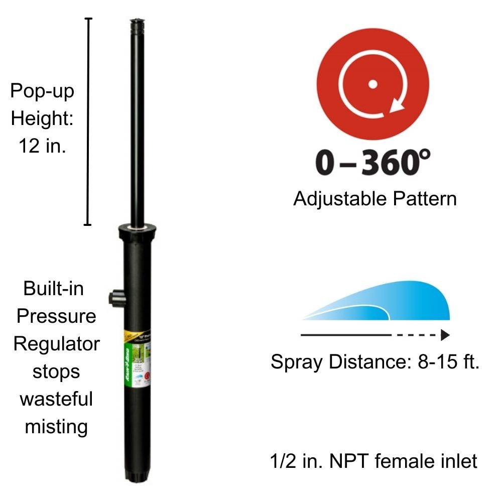 slide 2 of 6, Rain Bird 8-ft - 15-ft Adjustable Spray 12-in Pop-up spray head sprinkler, 1 ct