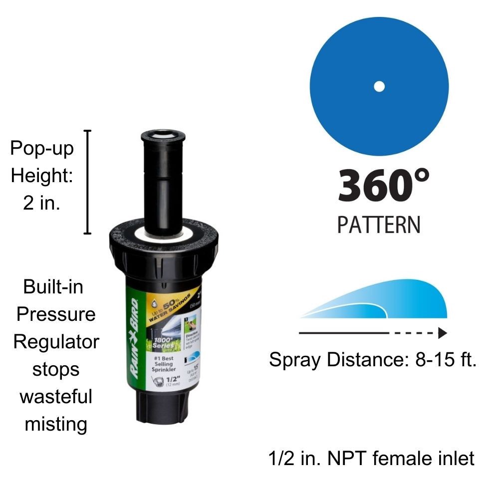 slide 2 of 6, Rain Bird 8-ft - 15-ft Full-circle Spray 2-in Pop-up spray head sprinkler, 1 ct