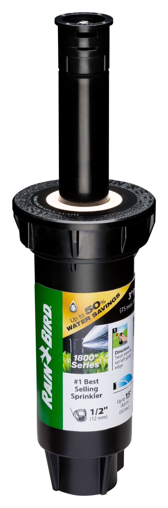 slide 1 of 6, Rain Bird 8-ft - 15-ft Quarter-circle Spray 3-in Pop-up spray head sprinkler, 1 ct