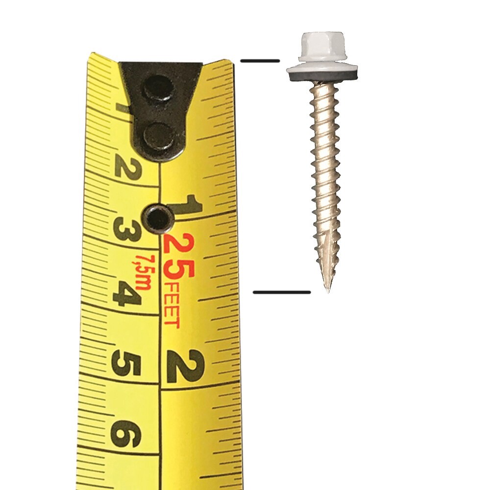 slide 2 of 2, Metal Sales #10 x 1-1/2-in Bright White Painted galvanized Self-drilling Roofing Screws 100 -Count, 1 ct