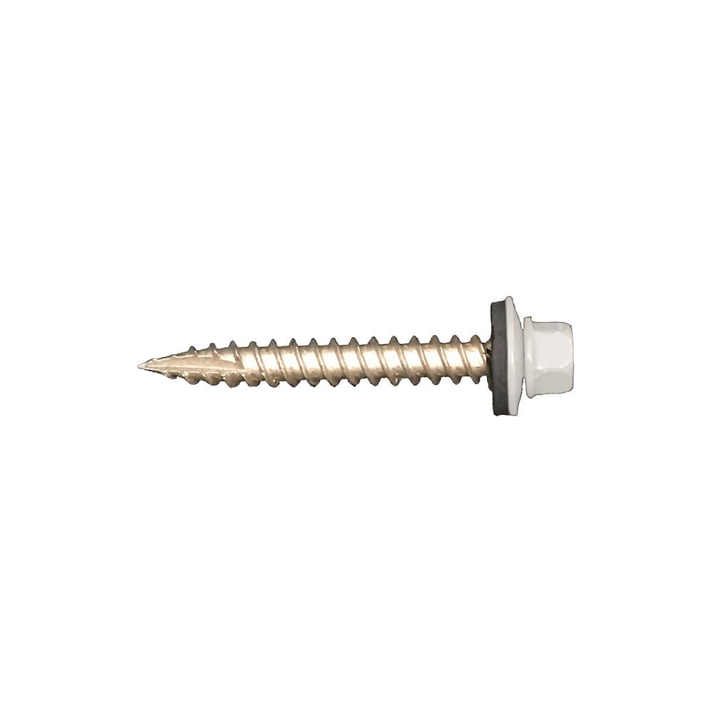 slide 1 of 2, Metal Sales #10 x 1-1/2-in Bright White Painted galvanized Self-drilling Roofing Screws 100 -Count, 1 ct