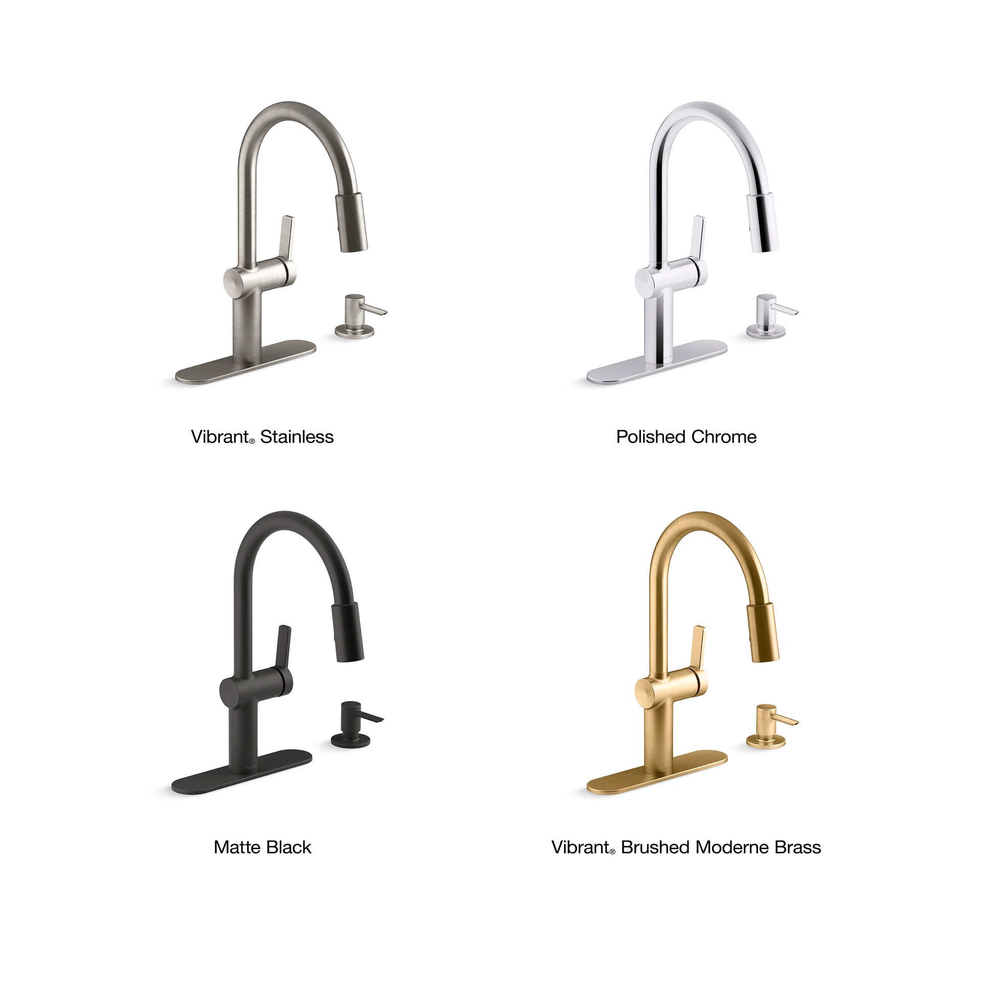 slide 6 of 6, KOHLER Koi Matte Black Single Handle Deck-mount Pull-down Kitchen Faucet with Sprayer (Includes Deck Plate) (Includes Soap Dispenser), 1 ct