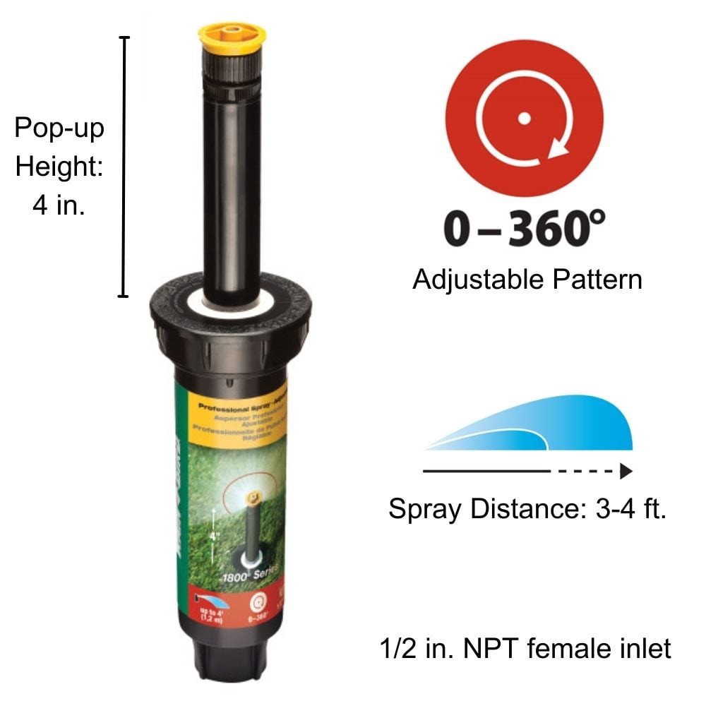 slide 2 of 6, Rain Bird 3-ft - 4-ft Adjustable Spray 4-in Pop-up spray head sprinkler, 1 ct