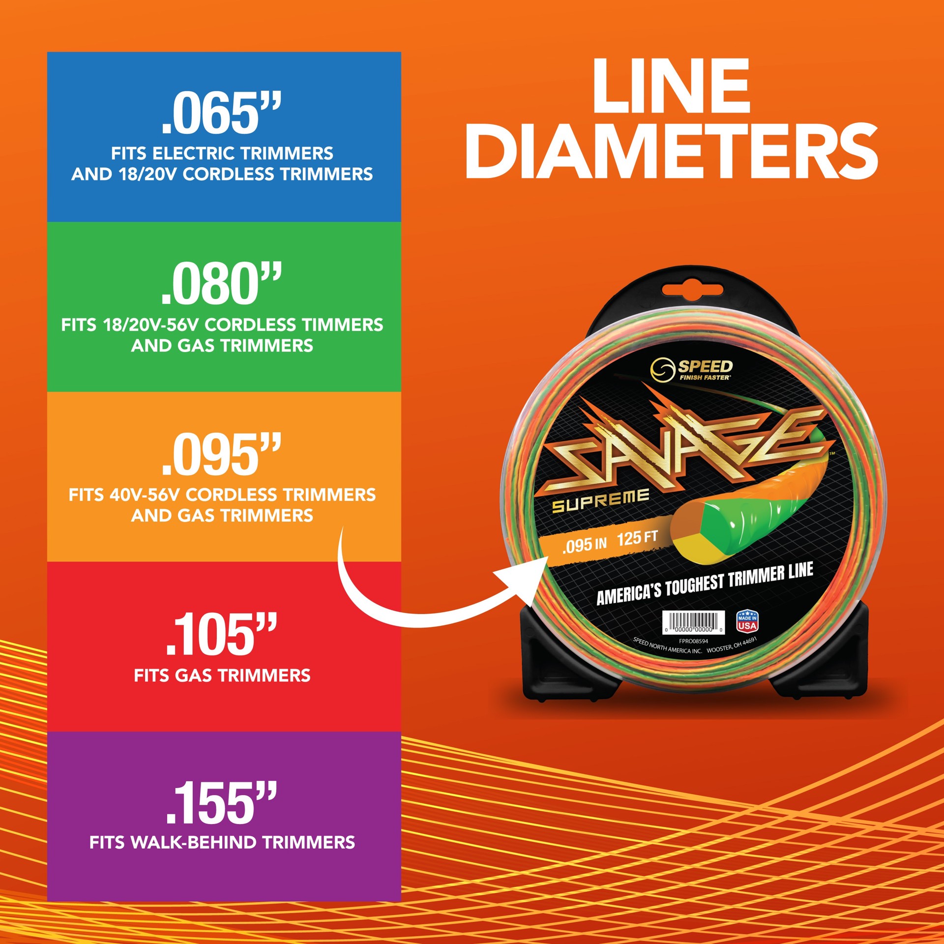 slide 4 of 6, SPEED Savage Supreme 0.095-in x 125-ft Bulk reel Trimmer Line, 1 ct