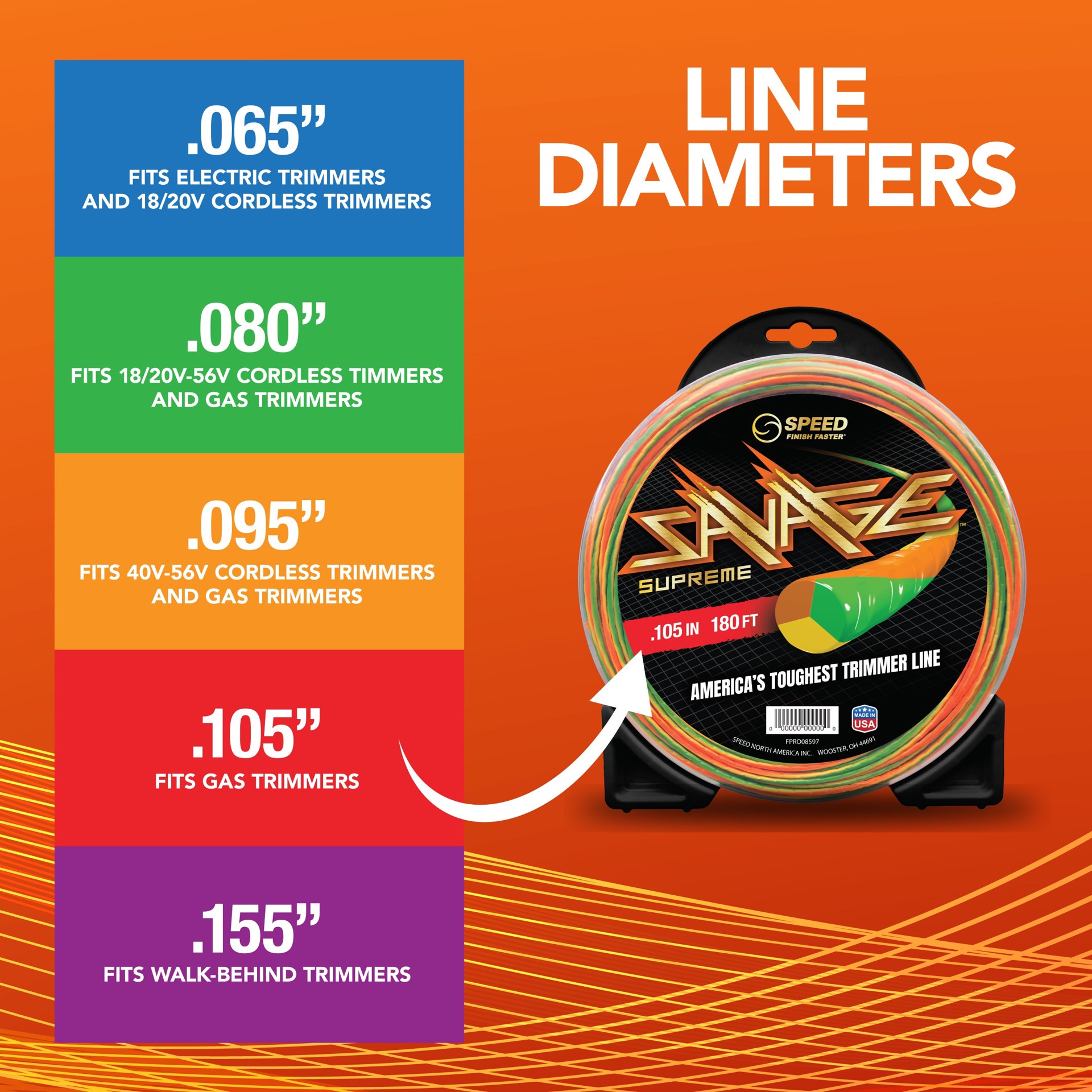 slide 4 of 6, SPEED Savage Supreme 0.105-in x 180-ft Bulk reel Trimmer Line, 1 ct