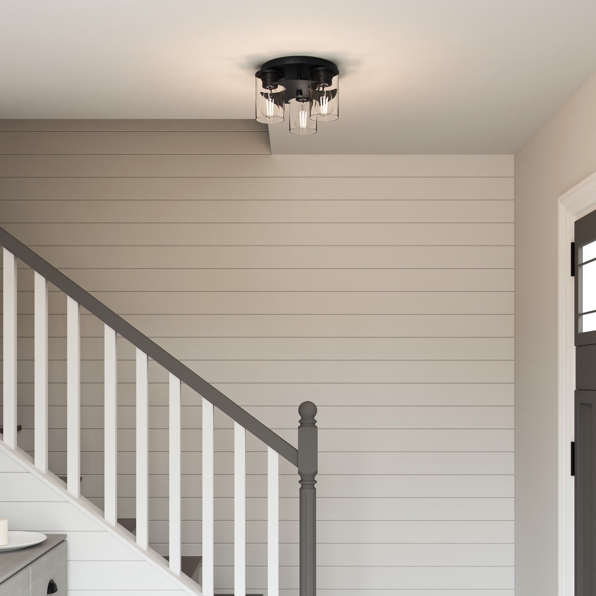 slide 4 of 6, Quoizel Renner 3 -Light 11.25-in Matte Black Flush Mount Light, 1 ct