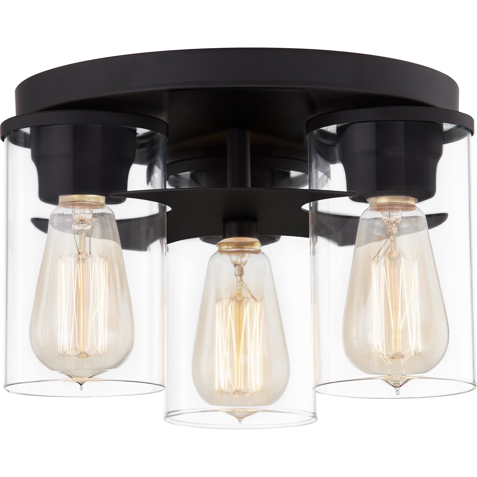 slide 6 of 6, Quoizel Renner 3 -Light 11.25-in Matte Black Flush Mount Light, 1 ct