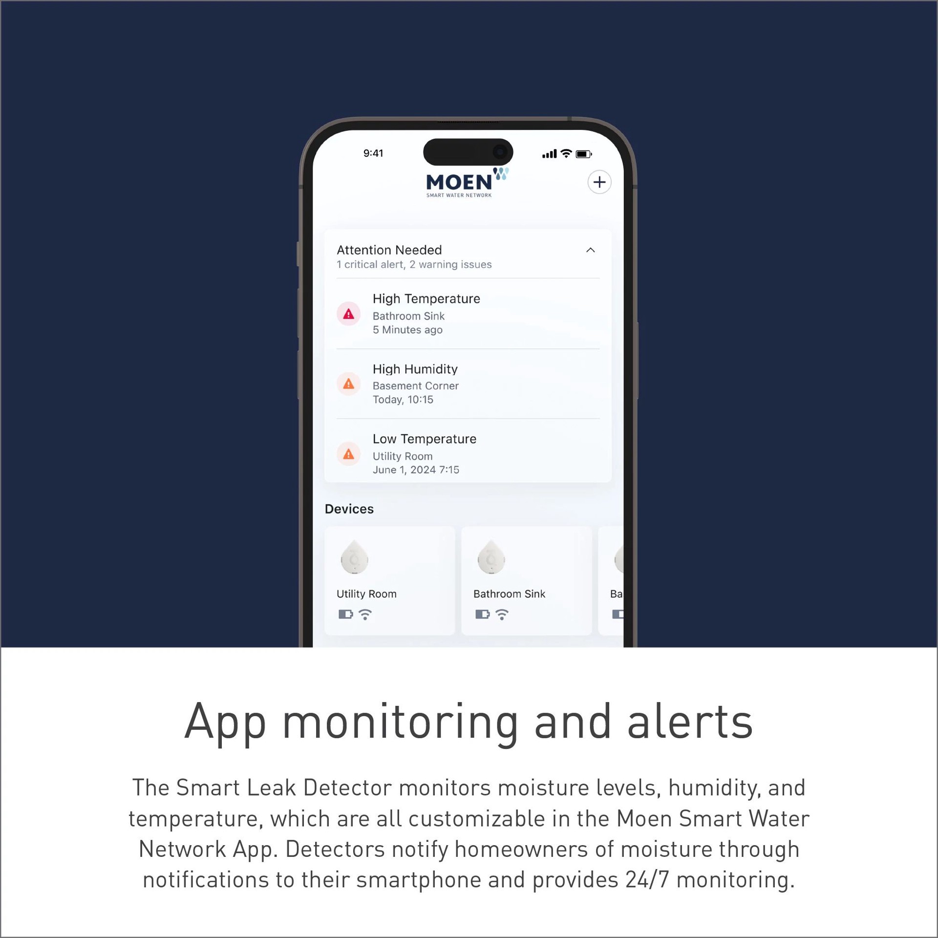 slide 5 of 6, Moen Smart Water Leak Detector Indoor Smart Compatible Water leak detector ( 1 -Pack), 1 ct
