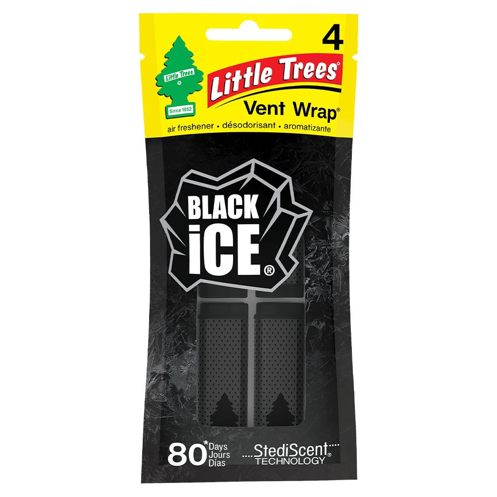 slide 1 of 5, LITTLE TREES Vent Wrap 4 -Count Black Ice Dispenser Air Freshener 4 -Pack, 1 ct