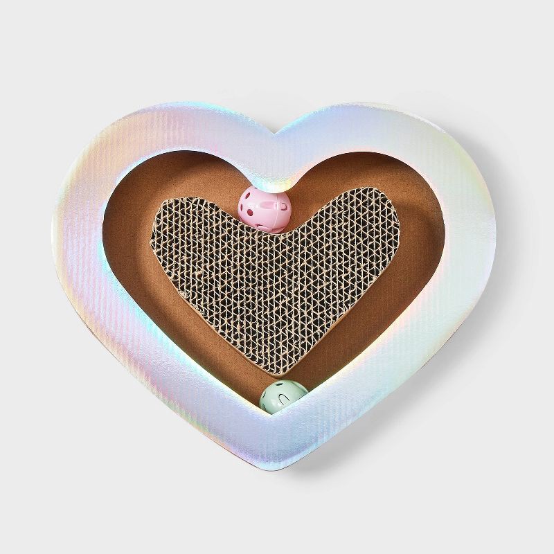 slide 3 of 3, Heart with Ball Pad Cat Scratcher - 2.3" - Boots & Barkley™, 1 ct