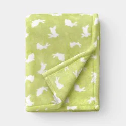 Easter Plush Bunny Printed Throw Blanket Green/Ivory - Room Essentials™