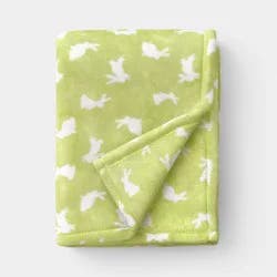 Easter Plush Bunny Printed Throw Blanket Green/Ivory - Room Essentials™