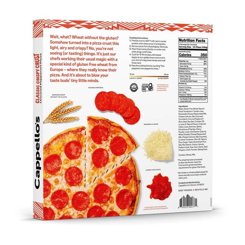 slide 8 of 10, Cappello's Classic Crispy Crust Pepperoni Frozen Pizza - 19oz, 19 oz