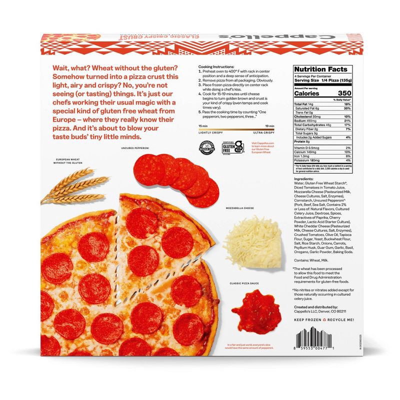slide 9 of 10, Cappello's Classic Crispy Crust Pepperoni Frozen Pizza - 19oz, 19 oz