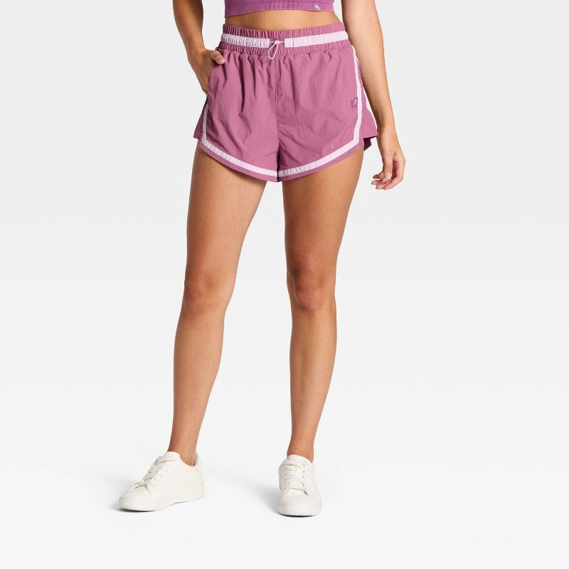 slide 1 of 3, Women's High-Rise Woven Shorts - JoyLab™ Purple M, 1 ct