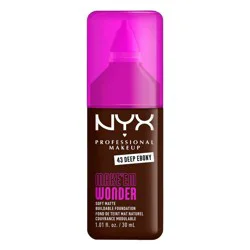 NYX Professional Makeup Make 'Em Wonder 24H Soft Matte Foundation - 43 Deep Ebony - 1.01 fl oz: Vegan, Contains Vitamin C, Medium Coverage