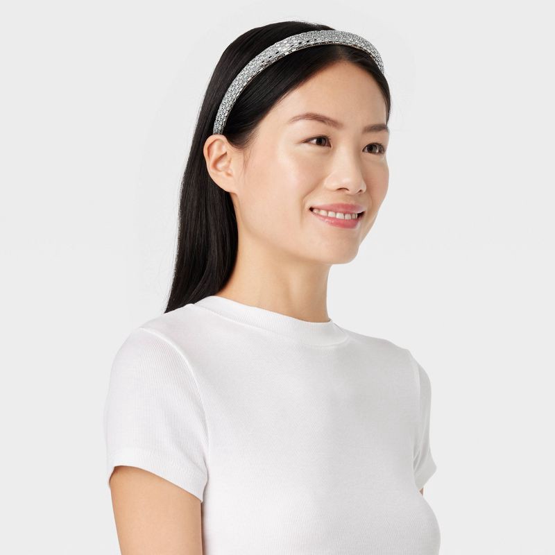 slide 2 of 3, Gemstone Padded Headband - A New Day™ Silver, 1 ct