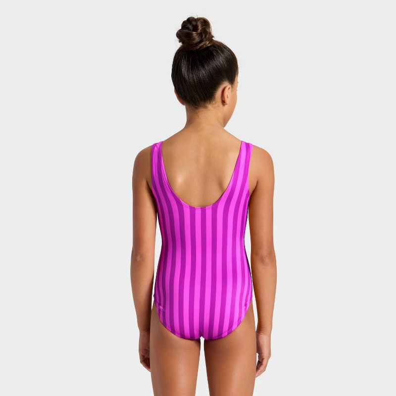 slide 2 of 3, Girls' Two Striped One Piece Swimsuit - Cat & Jack™ Purple XL, 1 ct