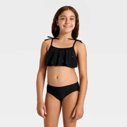 Girls' Rhinestone Confetti Bikini Set - Cat & Jack™ Black L