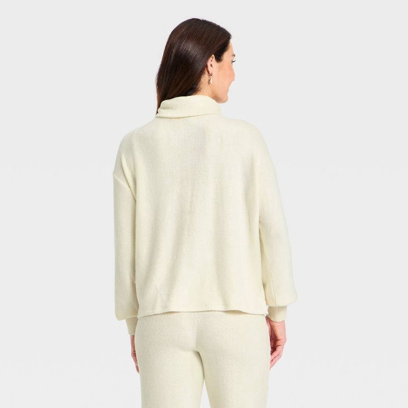 slide 2 of 3, Women's Long Sleeve Mock Turtleneck Pullover Blouse - Universal Thread™ Cream L, 1 ct