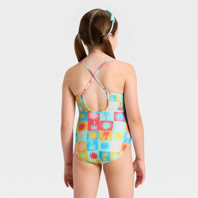 slide 2 of 4, Girls' Tropical Checker Swimwear Set - Cat & Jack™ XL, 1 ct