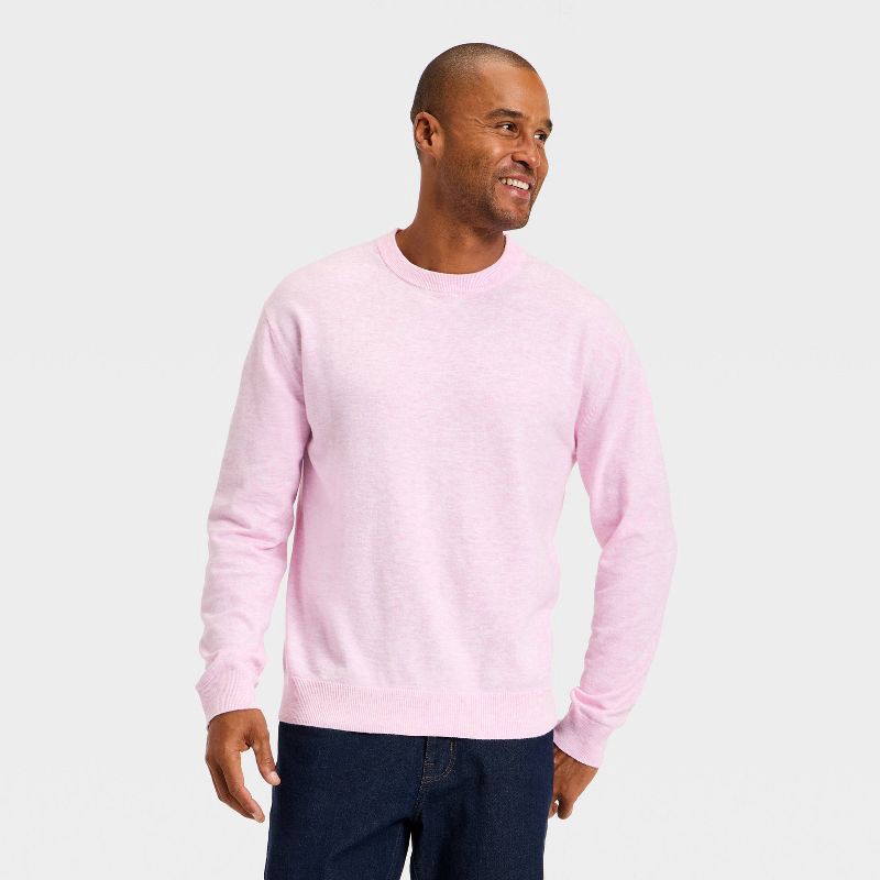 slide 1 of 3, Men's Soft Knit Crewneck Sweater - Goodfellow & Co™ Pink M, 1 ct