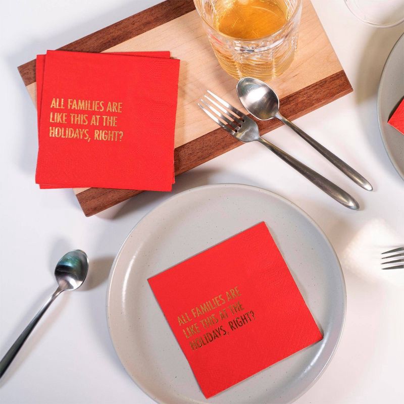 slide 3 of 3, Pretty Alright Goods 20ct 'All Families Are Like This At The Holidays, Right?' Cocktail Napkins, 20 ct