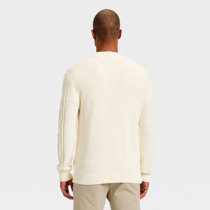 slide 2 of 3, Men's Long Sleeve V-Neck Cardigan Sweater - Goodfellow & Co™ Cream M, 1 ct