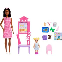 Barbie Careers Teacher Playset with Fashon Doll, Student Toddler Doll, Classroom Board & Accessories