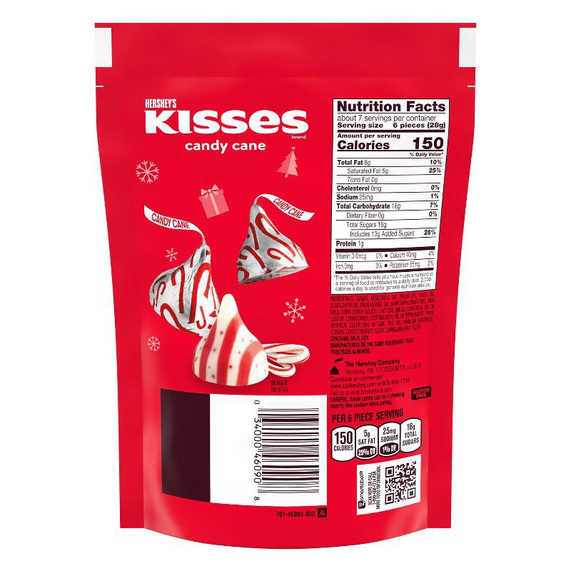 slide 2 of 6, HERSHEY's KISSES Christmas Chocolate Candy Cane Stand Up Pouch - 6.5oz, 6.5 oz