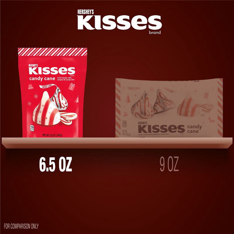 slide 6 of 6, HERSHEY's KISSES Christmas Chocolate Candy Cane Stand Up Pouch - 6.5oz, 6.5 oz