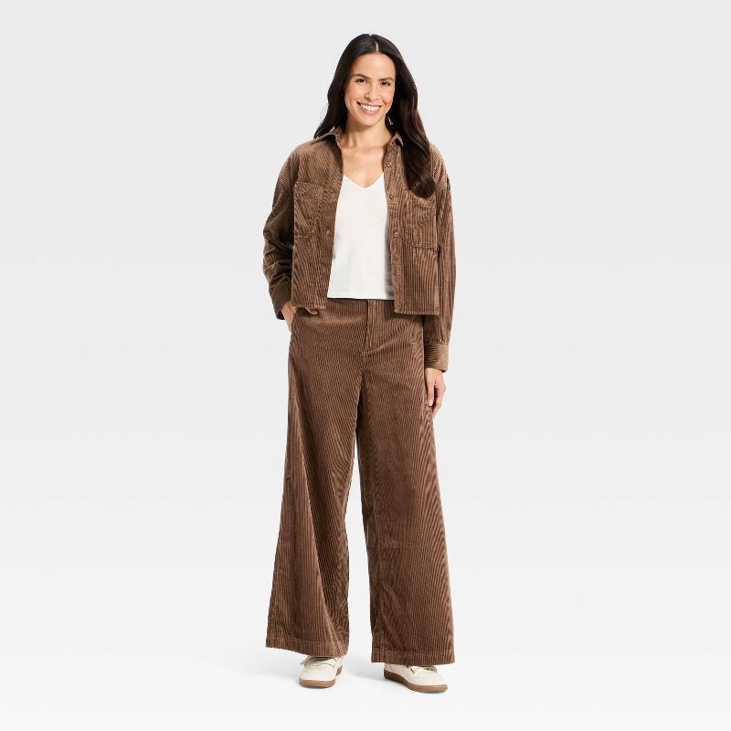 slide 3 of 3, Women's High-Rise Corduroy Palazzo Pants - Universal Thread™ Brown 4, 1 ct