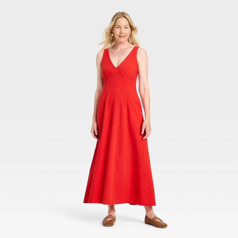 slide 1 of 3, Women's Maxi A-Line Dress - Universal Thread™ Red XL, 1 ct