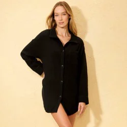 Women's Gauze Swim Cover Up Shirtdress - Shade & Shore™ Black L