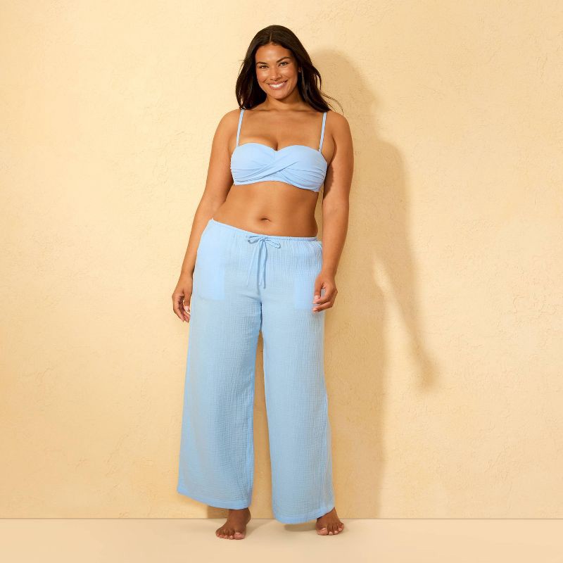 slide 4 of 5, Women's Gauze Swim Cover Up Pants - Shade & Shore™ Blue XS, 1 ct