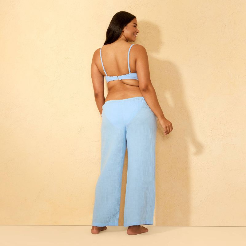 slide 5 of 5, Women's Gauze Swim Cover Up Pants - Shade & Shore™ Blue XS, 1 ct