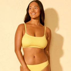 Women's Smocked Bralette Bikini Top - Wild Fable™ Yellow D/DD Cup