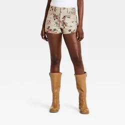 Women's Western Highest-Rise Floral Sailor Jean Shorts - Universal Thread™ Khaki 2