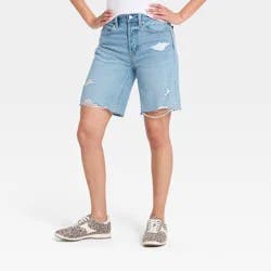 Women's Mid-Rise Bermuda Jeans Shorts - Universal Thread™ Light Wash 8