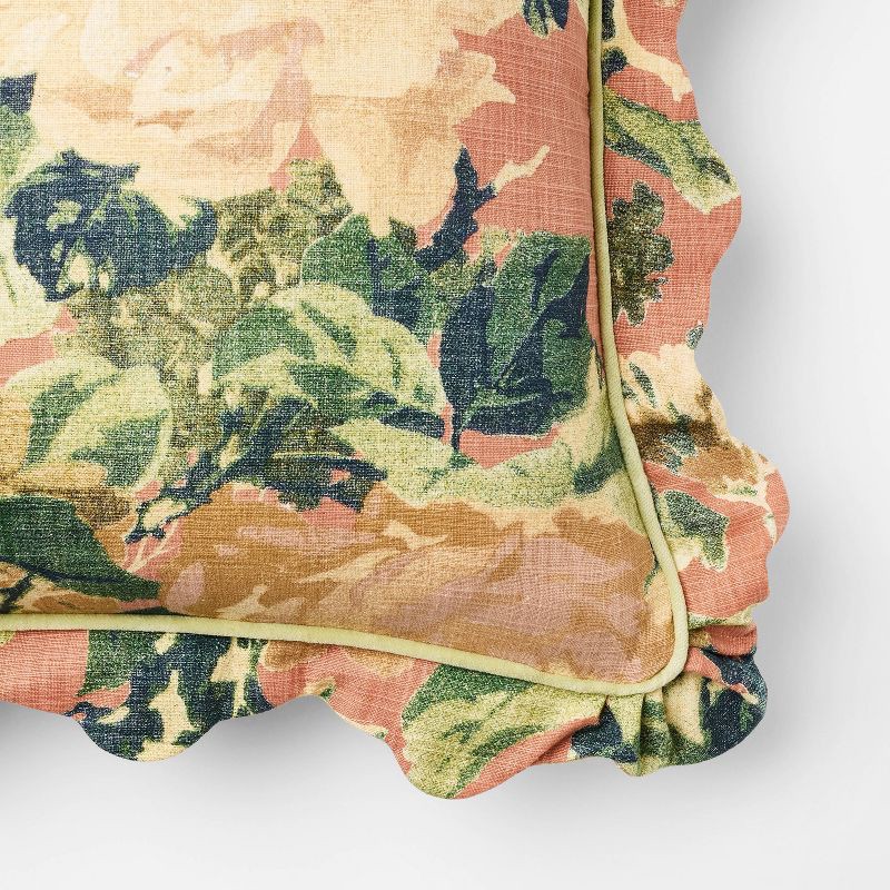 slide 3 of 4, Threshold designed w/Studio McGee Square Floral Bloom with Scallop Flange Rose Throw Pillow - Threshold™ designed with Studio McGee, 1 ct