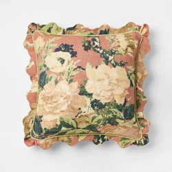 Threshold designed w/Studio McGee Square Floral Bloom with Scallop Flange Rose Throw Pillow - Threshold™ designed with Studio McGee