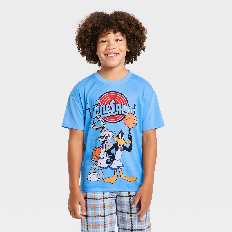 slide 1 of 3, Boys' 2pc Space Jam T-Shirt and Pants Pajama Set - Blue S, 2 ct