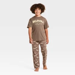 SmileyWorld Boys' 2pc Smiley World T-Shirt and Pant Pajama Set - Brown M
