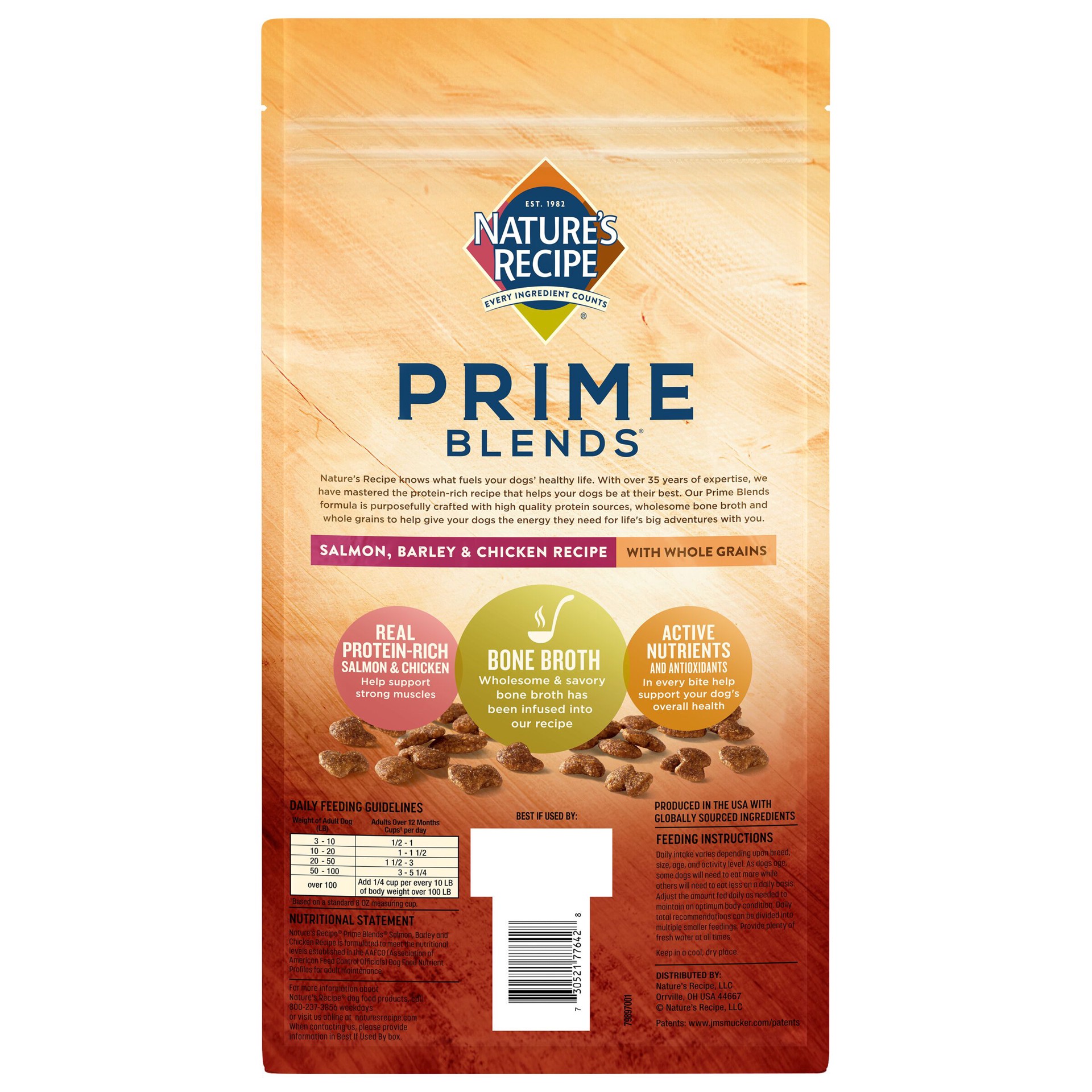 slide 5 of 5, Nature's Recipe Nature''s Recipe Prime Blends Dry Dog Food, Salmon, Barley & Chicken Recipe, 4-Pound Bag, 4 lb