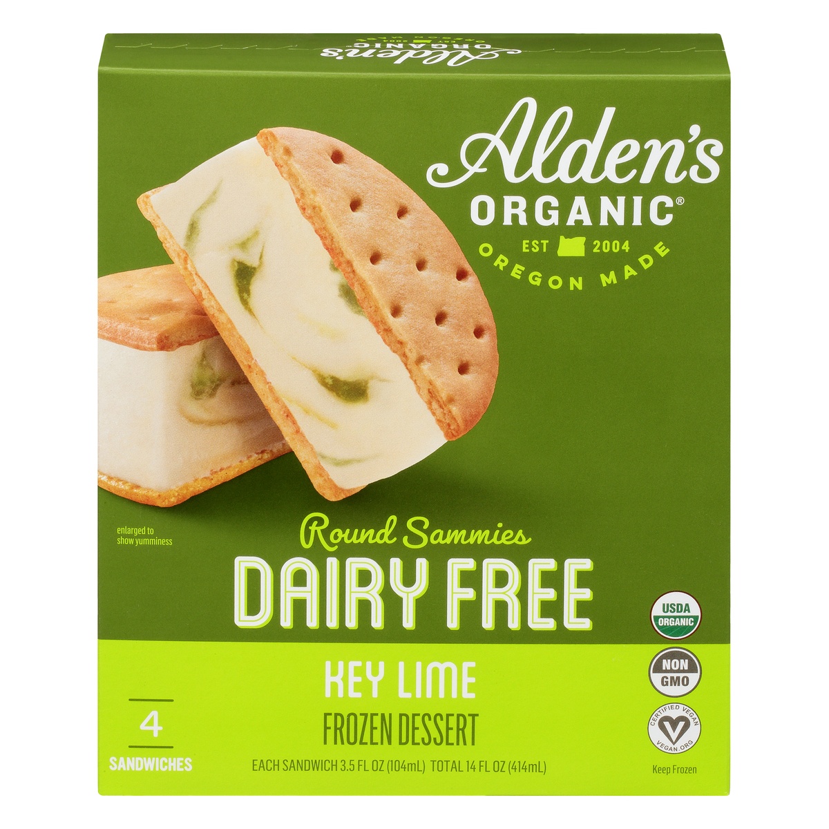 Alden's Frozen Dessert, Dairy Free, Key Lime, Round Sammies 4 ct Shipt
